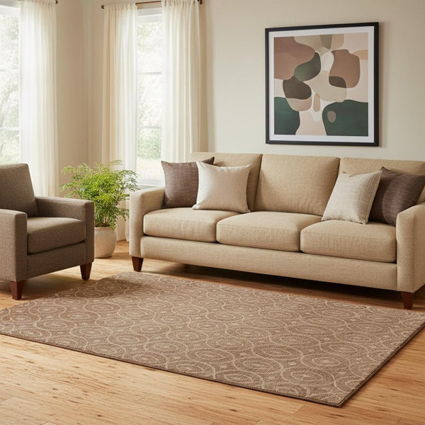 HomeRoots 5' X 8' Terra Cotta Geometric Washable Area Rug - Stylish, Stain-Resistant & UV Protected Decor! 691904