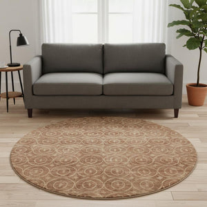 HomeRoots 8' X 8' Washable Terra Cotta & Rust Round Rug with UV Protection, Stain Resistance, and Style 691905