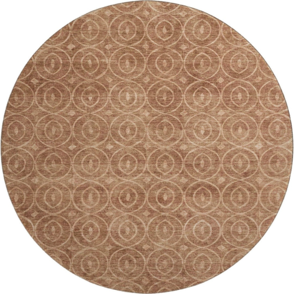 HomeRoots 8' X 8' Washable Terra Cotta & Rust Round Rug with UV Protection, Stain Resistance, and Style 691905