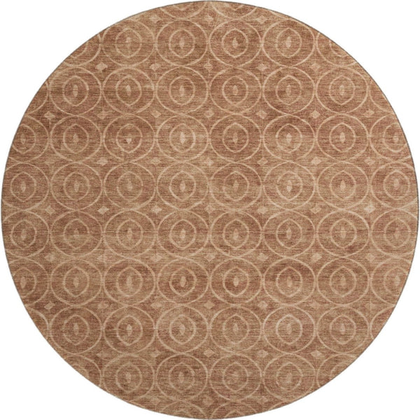 HomeRoots 8' X 8' Washable Terra Cotta & Rust Round Rug with UV Protection, Stain Resistance, and Style 691905