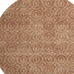HomeRoots 8' X 8' Washable Terra Cotta & Rust Round Rug with UV Protection, Stain Resistance, and Style 691905