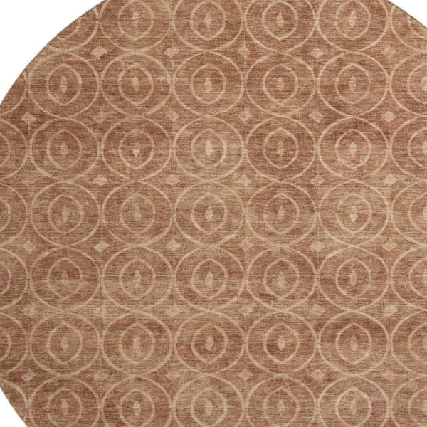 HomeRoots 8' X 8' Washable Terra Cotta & Rust Round Rug with UV Protection, Stain Resistance, and Style 691905
