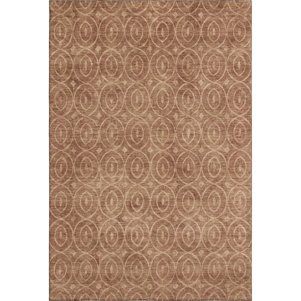 HomeRoots 8' Terra Cotta & Rust Geometric Area Rug - Washable, UV-Protected, Stylish & Durable for High-Traffic Areas 691906