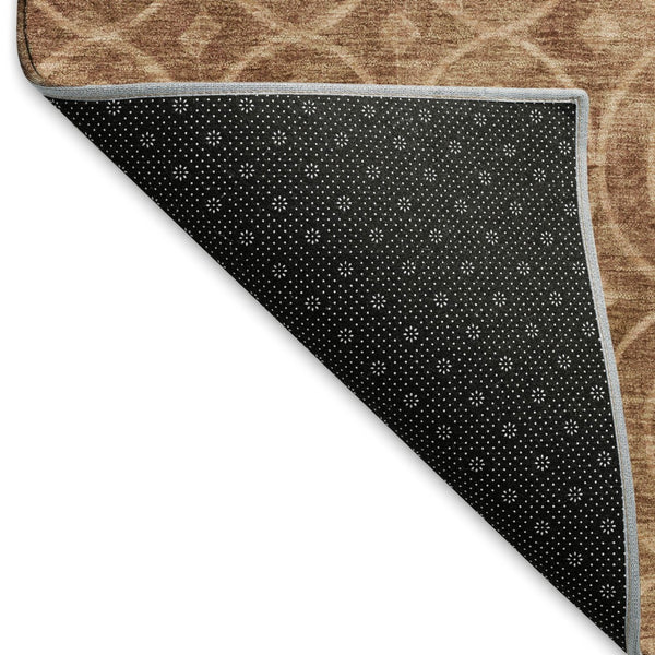 HomeRoots 8' Terra Cotta & Rust Geometric Area Rug - Washable, UV-Protected, Stylish & Durable for High-Traffic Areas 691906