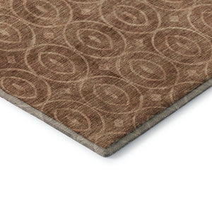 HomeRoots 8' Terra Cotta & Rust Geometric Area Rug - Washable, UV-Protected, Stylish & Durable for High-Traffic Areas 691906