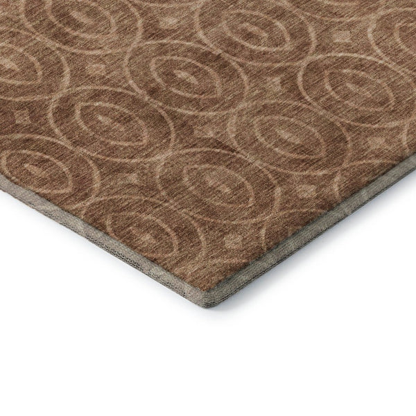 HomeRoots 8' Terra Cotta & Rust Geometric Area Rug - Washable, UV-Protected, Stylish & Durable for High-Traffic Areas 691906