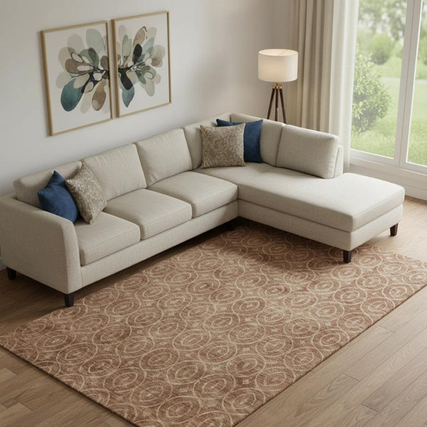 HomeRoots 9' X 12' Terra Cotta Geometric Washable Area Rug with UV Protection & Stain Resistance for Homes 691907