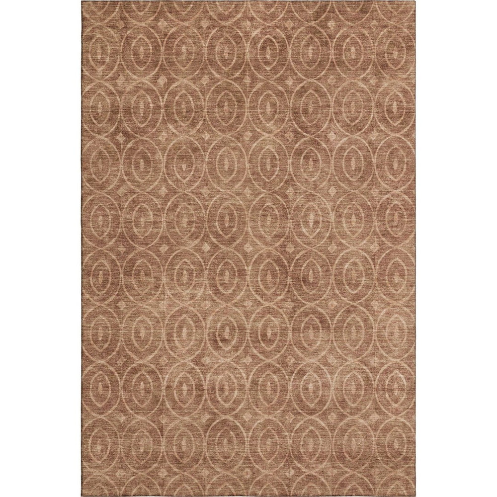 HomeRoots 9' X 12' Terra Cotta Geometric Washable Area Rug with UV Protection & Stain Resistance for Homes 691907