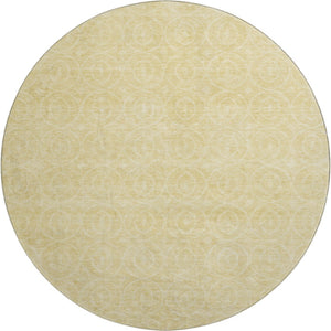 HomeRoots 8' X 8' Round Washable Rug in Wheat & Gold - Geometric Design with UV Protection & Non-Slip Backing 691911