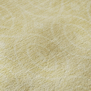 HomeRoots 8' X 8' Round Washable Rug in Wheat & Gold - Geometric Design with UV Protection & Non-Slip Backing 691911
