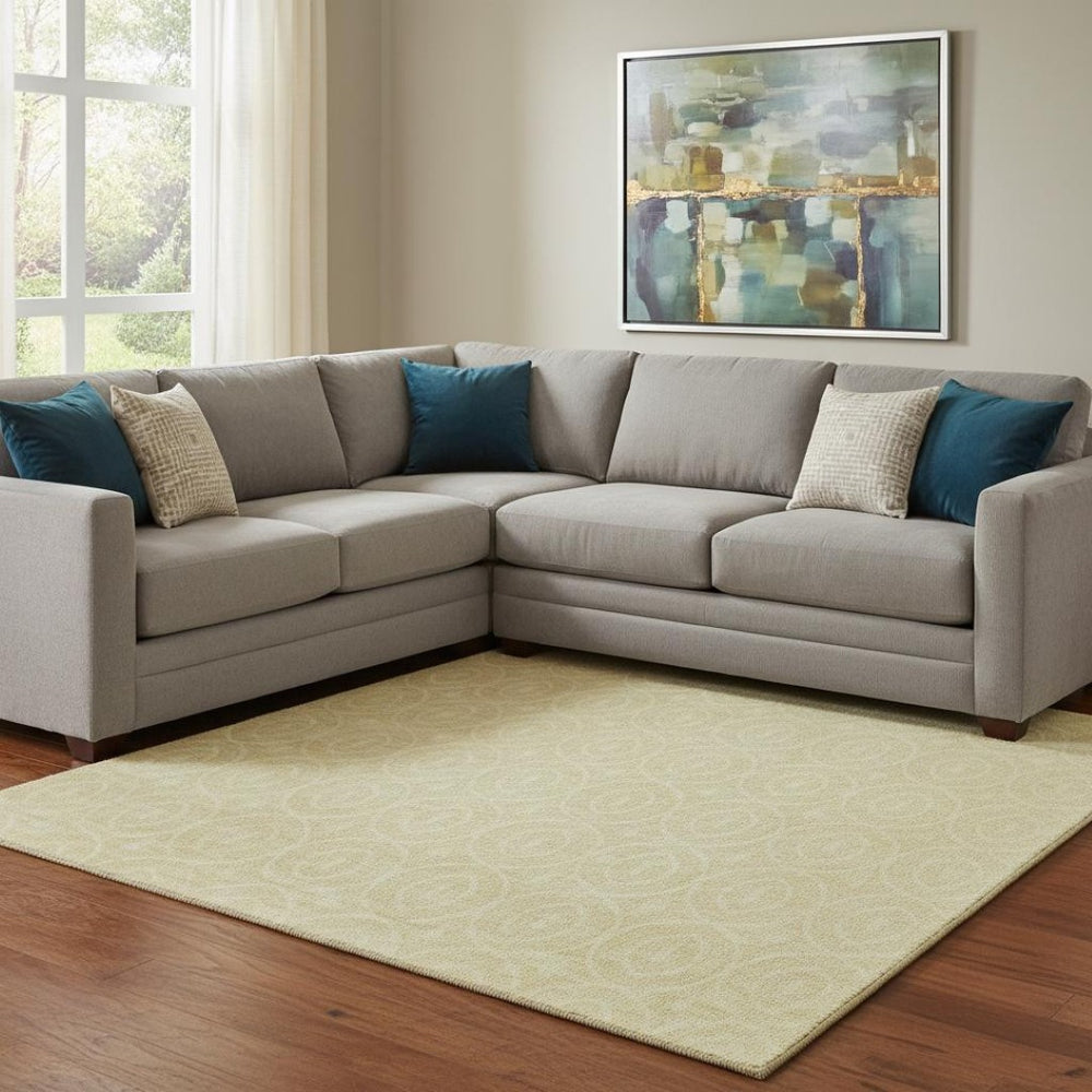 HomeRoots 8' Wheat and Gold Geometric Area Rug - Washable, Stain-Resistant, UV Protected for Modern Spaces 691912