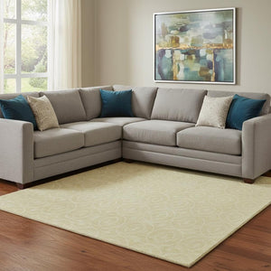 HomeRoots 8' Wheat and Gold Geometric Area Rug - Washable, Stain-Resistant, UV Protected for Modern Spaces 691912