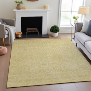 HomeRoots 9' X 12' Wheat and Gold Geometric Area Rug - Durable, Washable, UV Protected for Stylish Living Spaces 691913