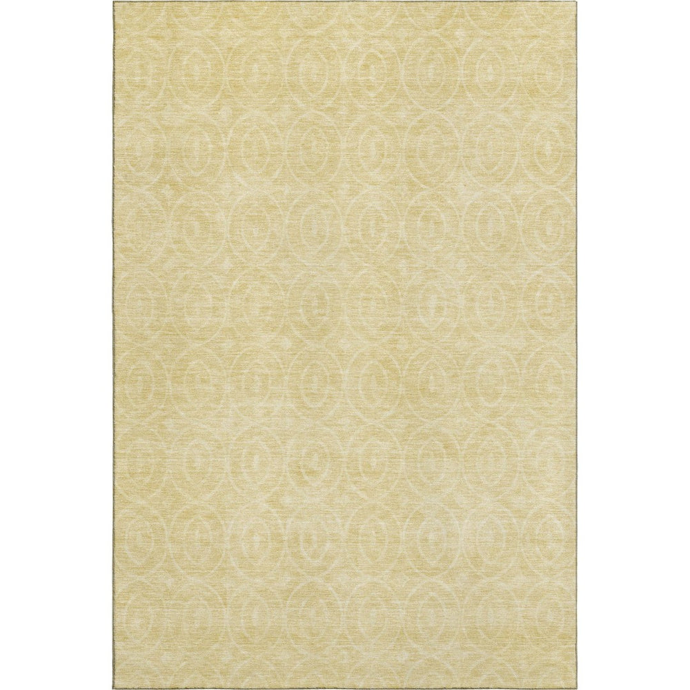 HomeRoots 9' X 12' Wheat and Gold Geometric Area Rug - Durable, Washable, UV Protected for Stylish Living Spaces 691913