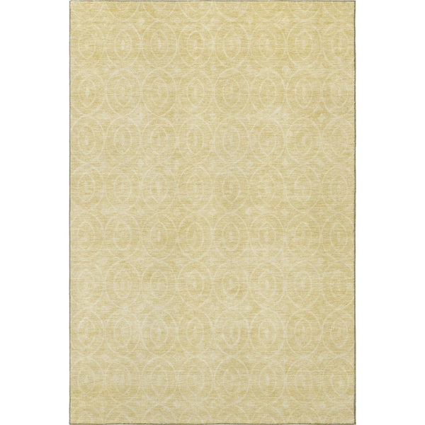 HomeRoots 9' X 12' Wheat and Gold Geometric Area Rug - Durable, Washable, UV Protected for Stylish Living Spaces 691913
