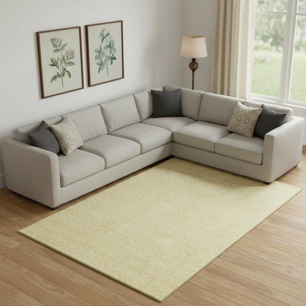 HomeRoots 10' X 14' Wheat And Gold Geometric Area Rug - Durable, Washable, UV-Protected for Modern Spaces 691914
