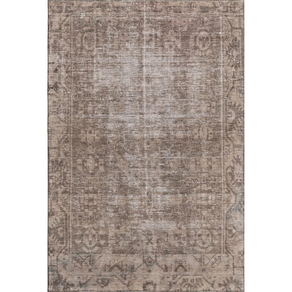 HomeRoots 8' Elegant Brown Beige & Taupe Oriental Washable Area Rug - UV Protected & Stain-Resistant Design 691918