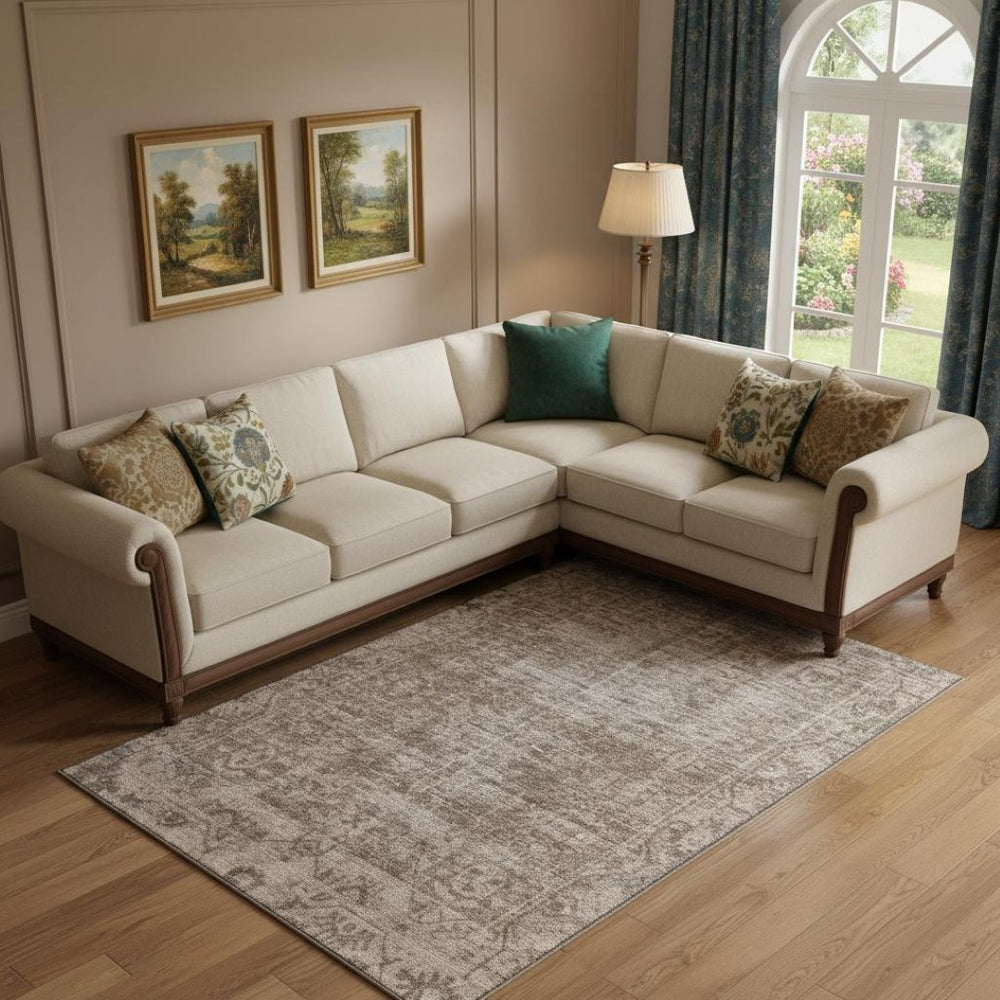 HomeRoots 9' X 12' Elegant Brown Beige Taupe Oriental Washable Area Rug with UV Protection for High Traffic Areas 691919