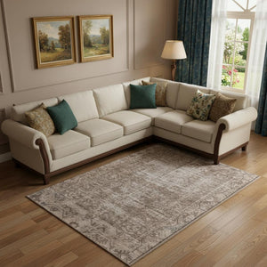 HomeRoots 10' X 14' Elegant Brown Beige Oriental Washable Area Rug with UV Protection for Family Spaces 691920