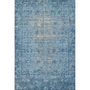 HomeRoots 5' Blue & Silver Oriental Washable Area Rug - UV Protected, Stain-Resistant, Durable for Busy Homes 691922