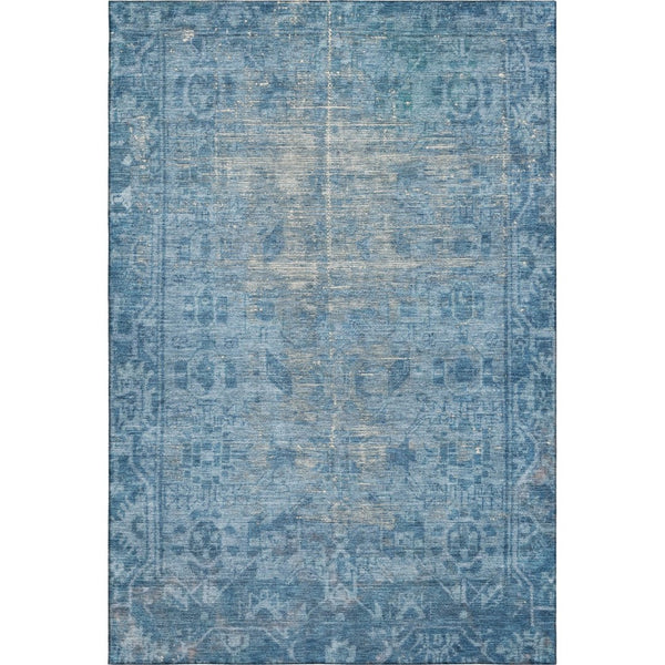HomeRoots 5' Blue & Silver Oriental Washable Area Rug - UV Protected, Stain-Resistant, Durable for Busy Homes 691922