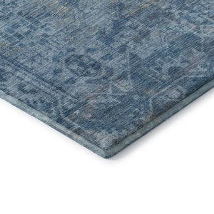 HomeRoots 5' Blue & Silver Oriental Washable Area Rug - UV Protected, Stain-Resistant, Durable for Busy Homes 691922