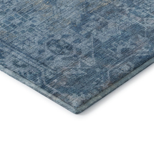 HomeRoots 5' Blue & Silver Oriental Washable Area Rug - UV Protected, Stain-Resistant, Durable for Busy Homes 691922