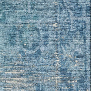 HomeRoots 8' Luxurious Blue and Silver Oriental Washable Area Rug with UV Protection for High-Traffic Rooms 691924