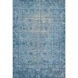 HomeRoots 8' Luxurious Blue and Silver Oriental Washable Area Rug with UV Protection for High-Traffic Rooms 691924