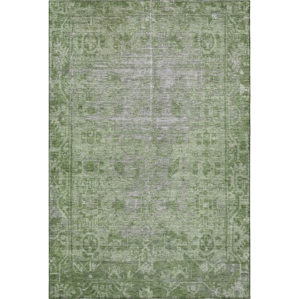 HomeRoots 5' X 8' Fern Green & Silver Oriental Area Rug - Washable, UV Protected, Stain Resistant for Busy Homes 691928