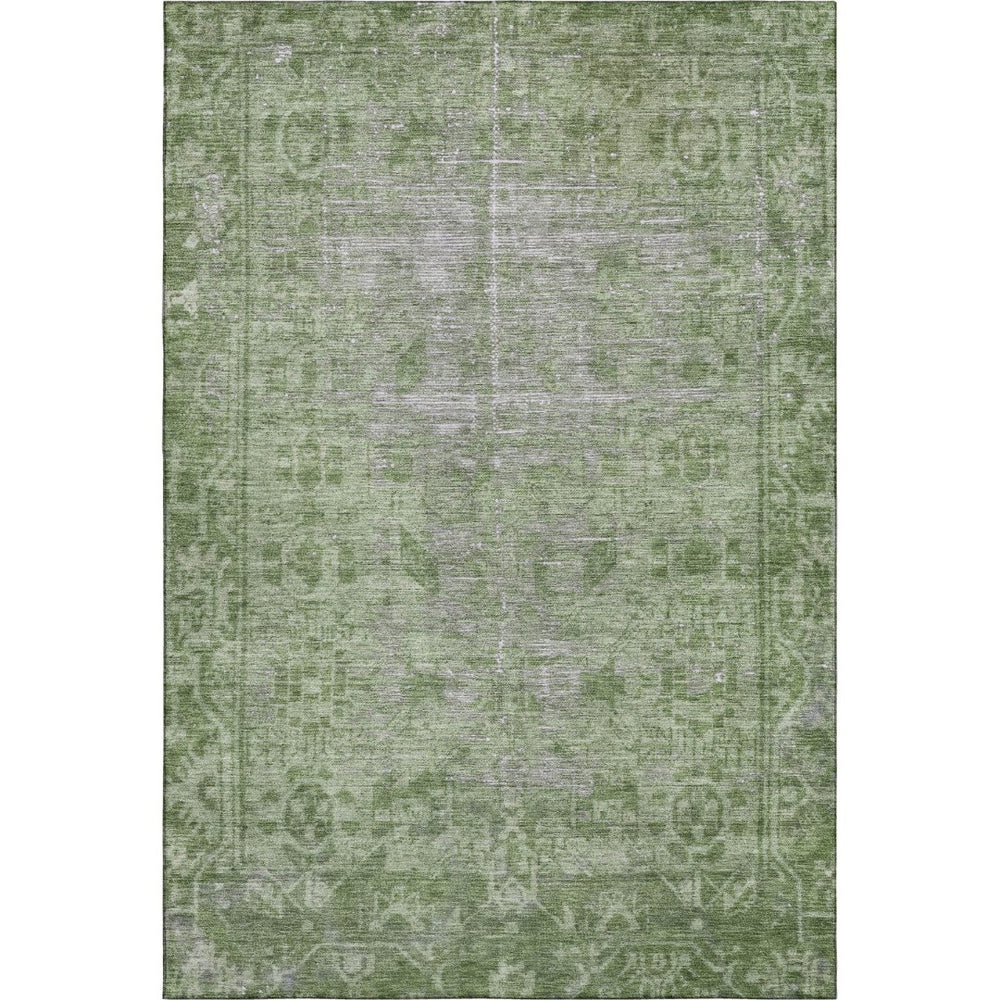 HomeRoots 10' X 14' Fern Green & Silver Washable Oriental Area Rug - Durable, UV-Protected & Stain-Resistant Elegance 691932