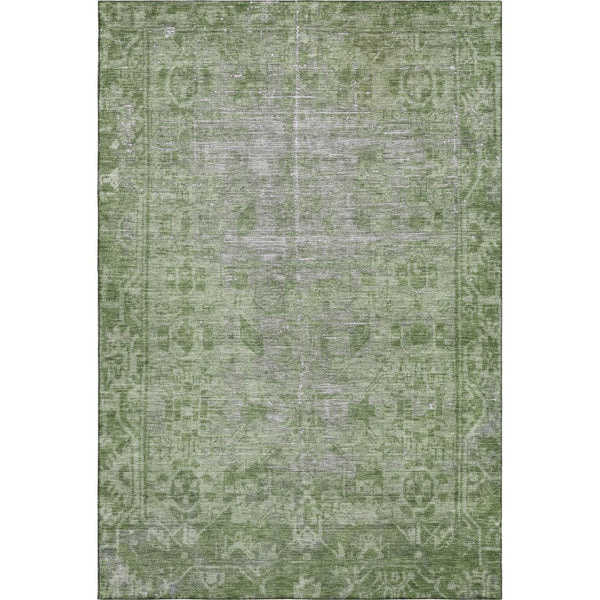 HomeRoots 10' X 14' Fern Green & Silver Washable Oriental Area Rug - Durable, UV-Protected & Stain-Resistant Elegance 691932