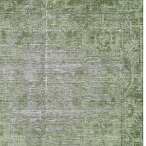 HomeRoots 10' X 14' Fern Green & Silver Washable Oriental Area Rug - Durable, UV-Protected & Stain-Resistant Elegance 691932