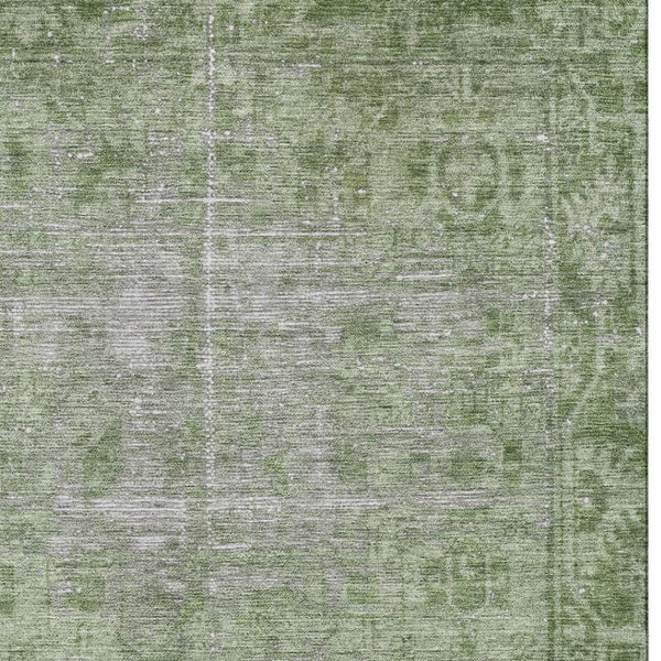 HomeRoots 10' X 14' Fern Green & Silver Washable Oriental Area Rug - Durable, UV-Protected & Stain-Resistant Elegance 691932