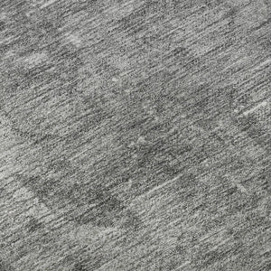 HomeRoots 8' X 8' Gray and Silver Oriental Round Rug - Washable, UV-Protected, Perfect for High-Traffic Areas! 691935