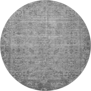 HomeRoots 8' X 8' Gray and Silver Oriental Round Rug - Washable, UV-Protected, Perfect for High-Traffic Areas! 691935