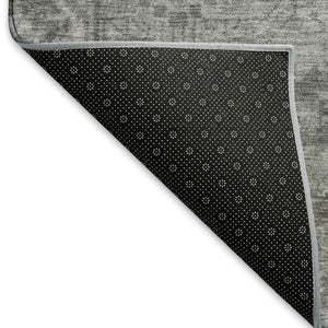 HomeRoots 8' Gray and Silver Oriental Washable Area Rug - Durable, Stylish, UV-Protected, Easy Care for Homes 691936