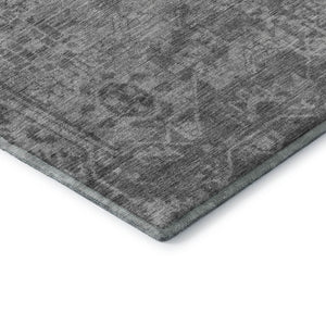 HomeRoots 8' Gray and Silver Oriental Washable Area Rug - Durable, Stylish, UV-Protected, Easy Care for Homes 691936