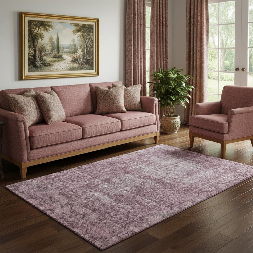 HomeRoots 5' X 8' Merlot & Silver Oriental Area Rug - Washable, UV Protected, Stylish & Durable for Families 691940