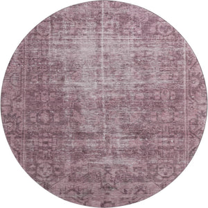 HomeRoots 8' X 8' Merlot & Silver Washable Round Rug - Stain Resistant, UV Protected, Durable Design for Style 691941