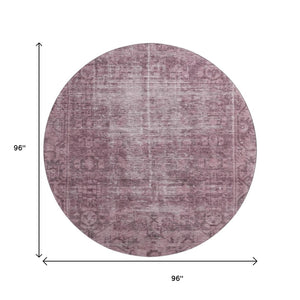 HomeRoots 8' X 8' Merlot & Silver Washable Round Rug - Stain Resistant, UV Protected, Durable Design for Style 691941
