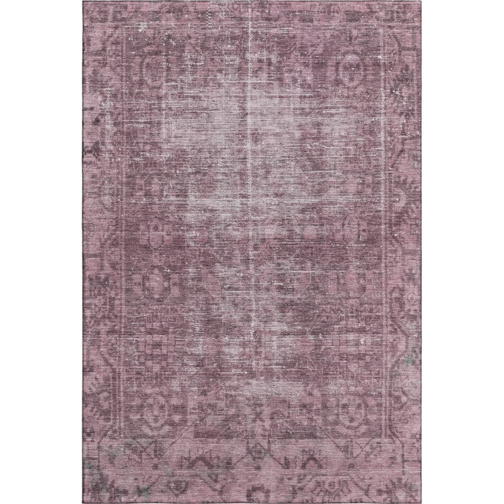 HomeRoots 8' Merlot & Silver Oriental Area Rug - Stylish, Washable, Durable with UV Protection for Homes 691942