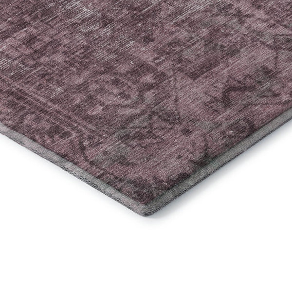 HomeRoots 10' X 14' Merlot and Silver Oriental Area Rug - Washable, UV Protected, Stylish & Durable for Homes 691944