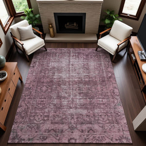 HomeRoots 10' X 14' Merlot and Silver Oriental Area Rug - Washable, UV Protected, Stylish & Durable for Homes 691944