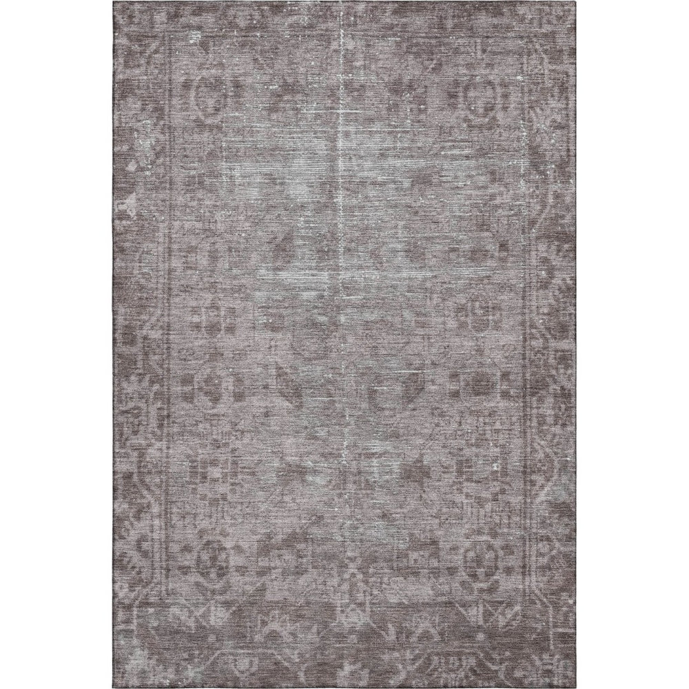 HomeRoots 8' Timeless Coffee and Silver Oriental Area Rug - Washable, UV Protected, Durable for High-Traffic Spaces 691948