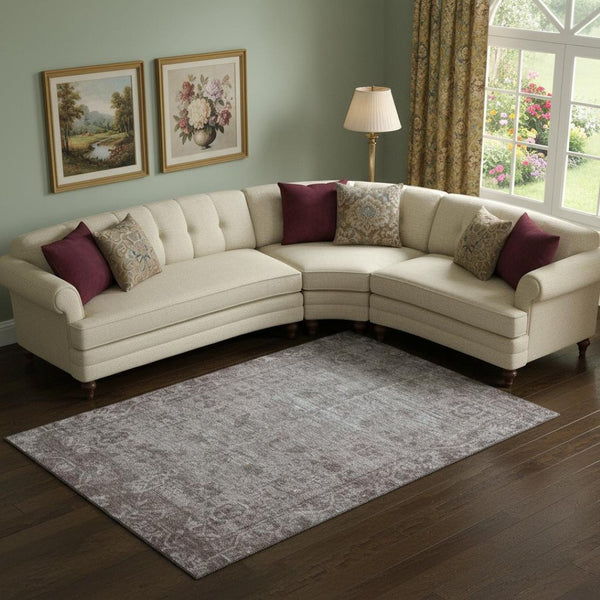 HomeRoots 10' X 14' Coffee & Silver Oriental Washable Area Rug with UV Protection for Family-Friendly Spaces 691950