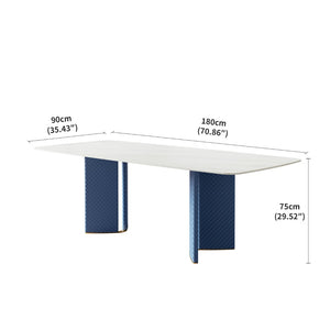 English Elm Carbon Steel Rectangular Dining Table with Stone Top for Contemporary Interiors W1002S00009