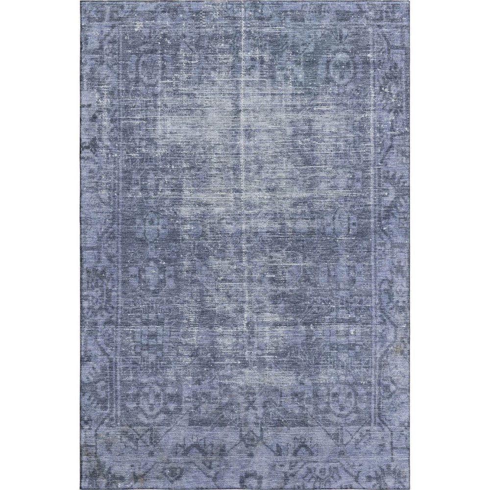HomeRoots 9' X 12' Navy Blue & Silver Oriental Area Rug – Durable, Stain Resistant, UV Protected for Homes 691955