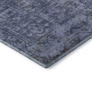 HomeRoots 9' X 12' Navy Blue & Silver Oriental Area Rug – Durable, Stain Resistant, UV Protected for Homes 691955