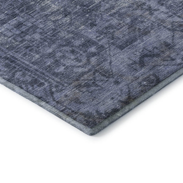 HomeRoots 9' X 12' Navy Blue & Silver Oriental Area Rug – Durable, Stain Resistant, UV Protected for Homes 691955